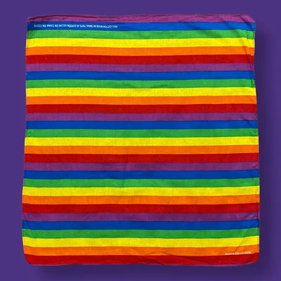 $10 • Buy Vtg Rainbow Bandana Pocket Square Cotton 90s Y2k LGBTQ 01