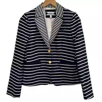 J Crew Nautical Preppy Schoolboy Striped Blazer Jacket Linen Cotton Size 6 • $30
