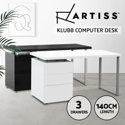 $177.95 • Buy Artiss Computer Desk Home Office Study Laptop Metal Table With Drawers Storage