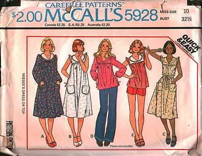 5928 Vintage McCalls SEWING Pattern Misses 1970s Yoked Dress Top Quick Easy OOP • $5.59