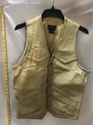 High Noon Mens Beige Leather Sleeveless Snap Front Outdoor Vest Size Large • $9.99