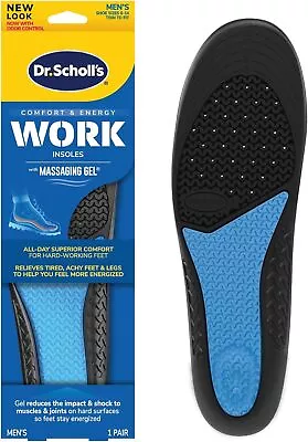 Dr. Scholl's Work Massaging Gel Advanced Insoles For Men Shoe Black Blue  • $16.86