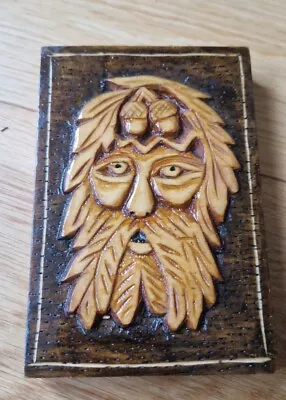 Green Man Hand-made Carved Ornament Wooden Pagan Spirits Size 10 X 15 Cm • £7.22