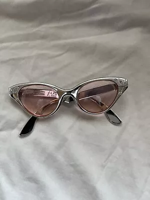 RARE 1950’s VINTAGE FLAIR METAL  Cat-Eye PINK  Eyeglasses 5 “ 44-20 Switzerland • $20