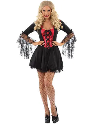 New Ladies 'miss Dracula' Fancy Dress Vampire Halloween 2 Pcs Costume Gw2394 • £12.99