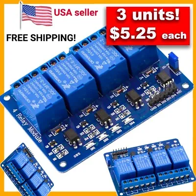3 Units! 4 Channel 5V Relay Module 250V 10A Relays For Arduino Automation & IoT • $15.75