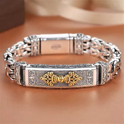 Vintage Bracelets Mens Jewelry Stainless Silver Bangle Bracelet Chain Popular • $13.99