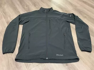 Marmot Soft Shell Jacket Mens XL Black Fleece Full Zip Hiking Trail EUC • $29.69