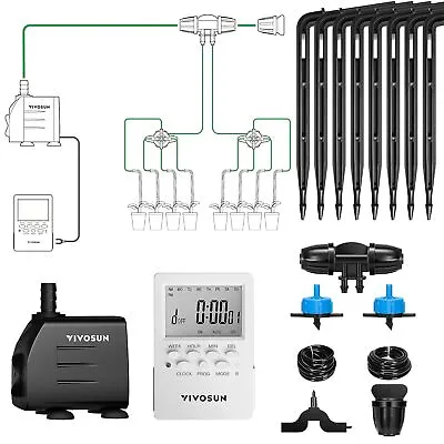 VIVOSUN 1/4 &1/2  Self Watering Hose Kit Automatic Irrigation Drip System 8 Pots • $39.09