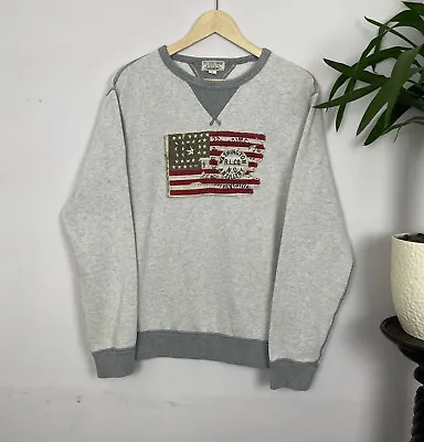 £24.99 • Buy Polo Jeans Co Ralph Lauren Sweatshirt Mens Size Large L Grey Vintage USA Flag