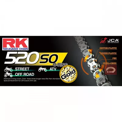 RK 520 Gold O-Ring Motorcycle Chain Off-Road Motocross Motorcycle Enduro 120L • £87.99