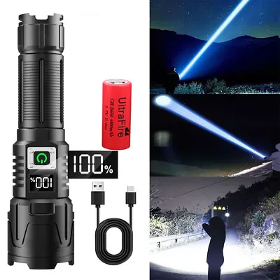 100000 Lumens LED Flashlight High Power Powerful Rechargeable Flashlight Torches • £26.99