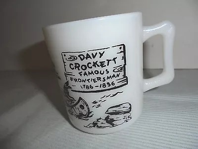 Davy Crockett Indians Canoe Milk Glass Mug 3  Tall 2.75  Across Top Vintage • $19.99