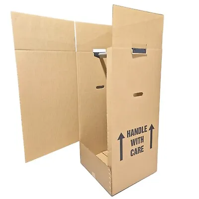 3 X LARGE STRONG WARDROBE REMOVAL MOVING CARTONS BOXES WITH HANGING RAILS • £25.50