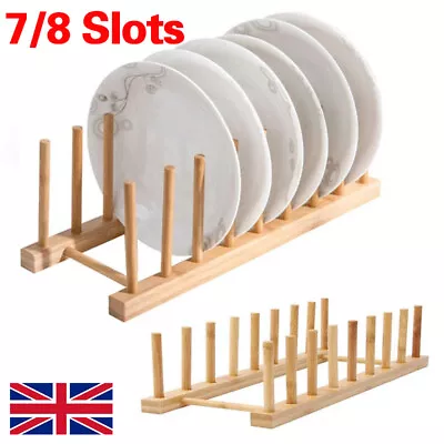 £7.55 • Buy Wooden Dish Plate Cupboard Rack Holder Storage Drying Kitchen Plate Cup Stand