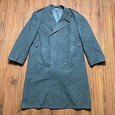 Vtg Swiss Military Coat 46 BB Surplus Double Breasted Wool Trench Overcoat • $139.89