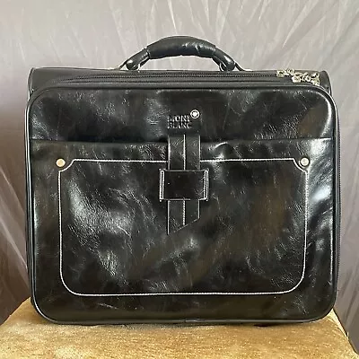 Montblanc Briefcase Travel Bag Wheeled Black Leather Documents Clothes Carry-on • $550