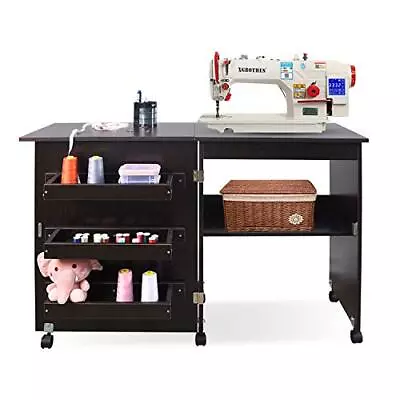 Folding Sewing Table Multifunctional Sewing Machine Cart Table Sewing Craft C... • $170.45