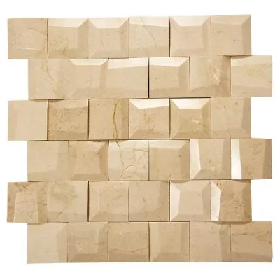 Modern Marble Mosaic Tile Adamant Honed Squares Kitchen Shower Backsplash Beige • $38.88