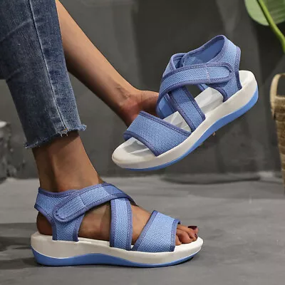 Plus Size Sports Sandals Womens Flatform Roman Sandals Slingback Beach Cut Shoes • $30.89