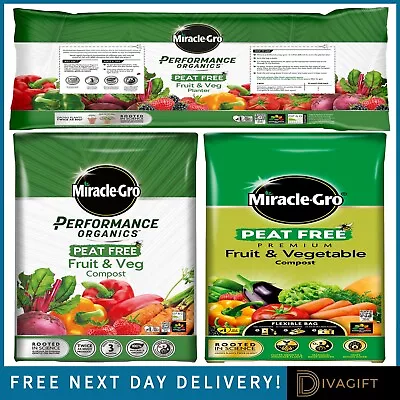 Miracle Gro Fruit & Vegetable Peat Free Compost Veg Grow Bag Organic 30l 40l 42l • £13.95