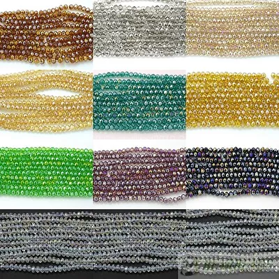 100 Czech Crystal 2mm X 3mm Faceted Rondelle Loose Beads Bracelet Necklace Craft • £2.11