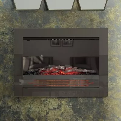 Lorenzo Inset Wall Mounted Electric Fire | Brushed Steel Or Black Nickel Finish • £79