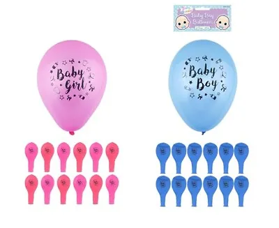 Baby Shower Balloons Boy Girl Pink Blue Newborn Party Decorations Air Fill 12pk • £1.99