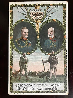 Kaiser Wilhelm Germany Emperor Franz Joseph Austria World War I Postcard Rare! • $19.99