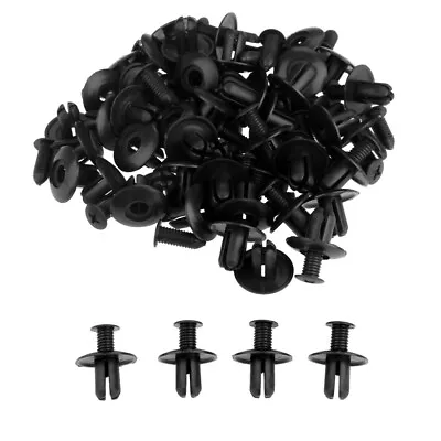 50 X Black Plastic Rivets Trim Panels Cover Fastener Clips Fit 8mm Hole Vehicles • $4.27