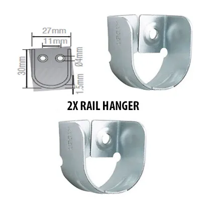 2 X Rail Hanger Standard Tube Support Wardrobe Rod Socket Fitting Round Bracket • £3.99