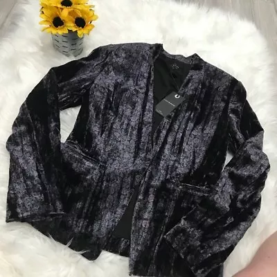NWT $138 Lucky Brand Floral Velvet One Hook Blazer Jacket Size 2 Purple Black • $54.99