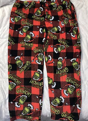 Mens Dr. Seuss The Grinch Christmas Fleece Pajama Pants XXL W/ Pockets • $24.99