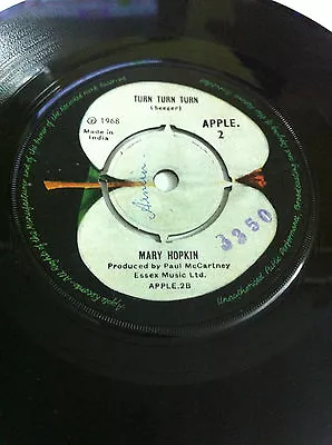 MARY HOPKINS APPLE Those Were The Days Rare SINGLE 7  45RPM INDIA INDIAN VG+ • $149