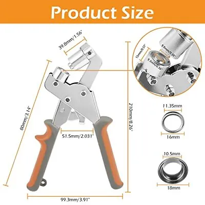 Dyna-Living Eyelet Punch Kit Hole Punch Pliers Grommet Machine Hand Press Tool W • £21.41