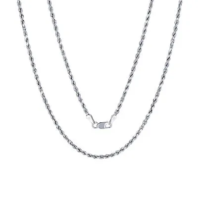 14K White Gold 2mm Diamond Cut Rope Chain Pendant Necklace Mens Women 16 - 30  • $171.98