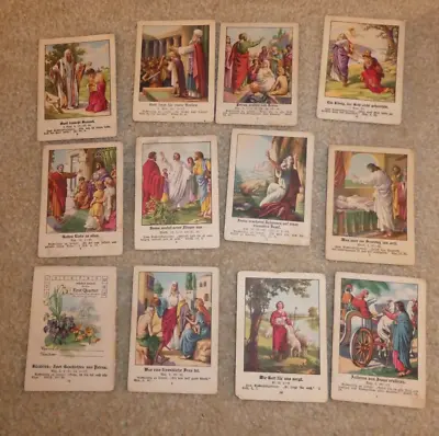 Lot Of 12 Vintage 1919 German Little Bible Lesson Picture Cards • $55