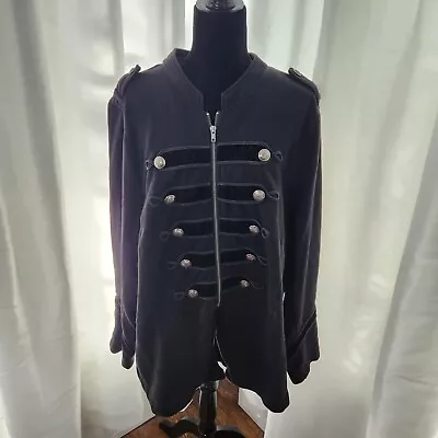 Torrid Embellished Zip Front Military Jacket Womens Size 4  100% Cotton - Black  • £19.29