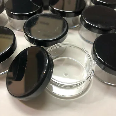 Cosmetic Makeup Containers Empty Clear Plastic Jars Black Lid 30 Gram Ml (5)3063 • $13.95