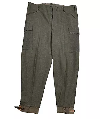 Vintage Swedish WWII Army Pants Wool Sweden Military 1942 Cargo Trousers 40x30 • $59.99