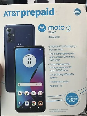 New Motorola Moto G Play (2023) Blue At&t Prepaid Smartphone 32GB • $55