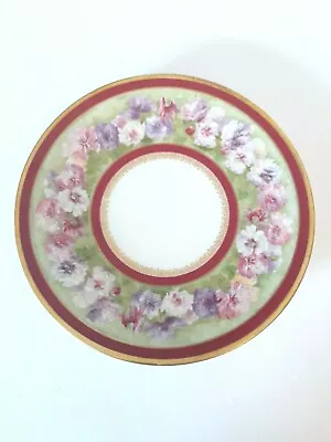 Antique J. Pouyat Limoges Salad Plate Pink Purple Floral Gold Edge Hand Painted • $27.50