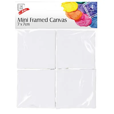 4pk Mini Framed Canvas Blank White Painting Art Sketch Panel Board KIDS ADULTS • £3.35