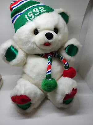 Christmas Teddy Bear Plush 1992 Fairview Payless Drug Stuffed Animal 16  Bin E3 • $15