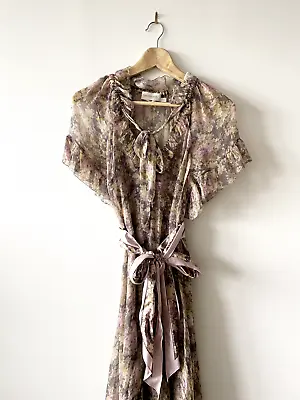 Zimmerman Size 0 Purple Floral Dress Tie Scarf Waist • $159.95