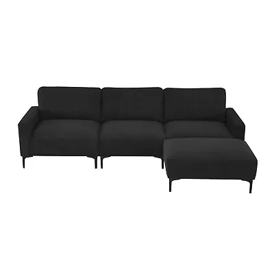 Modern Velvet L-Shaped Sectional Sofa Modular Couch With Convertible Ottoman • $679.99