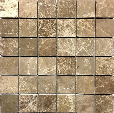 Emperador Light Marble 2x2 Polished Mosaic Tile Backsplash Floor And Wall • $12.99