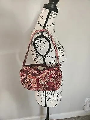 Vera Bradley Hobo Handbag 10  Piccadilly Plum Retired Pattern Cotton Purse EUC • $13.99