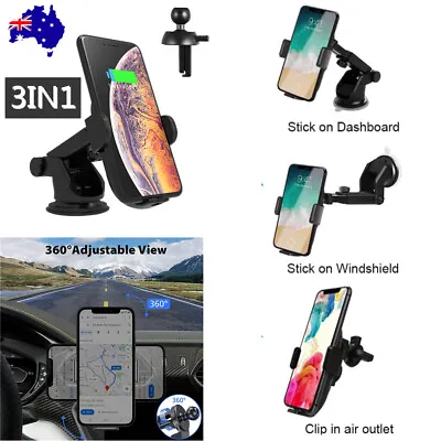 15W Qi Wireless Car Charger Auto Clamping Mount Fast Air Vent Phone Windshield • $20.98