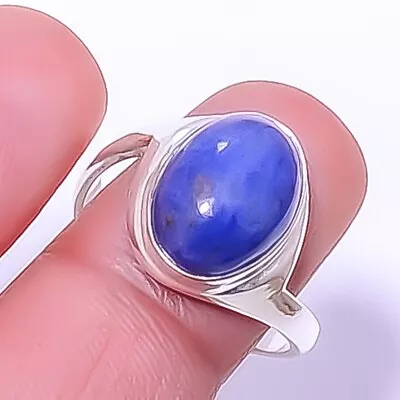 Gift For Her 925 Sterling Silver Natural Lapis Lazuli Jewelry Blue Ring Size 10 • $12.99